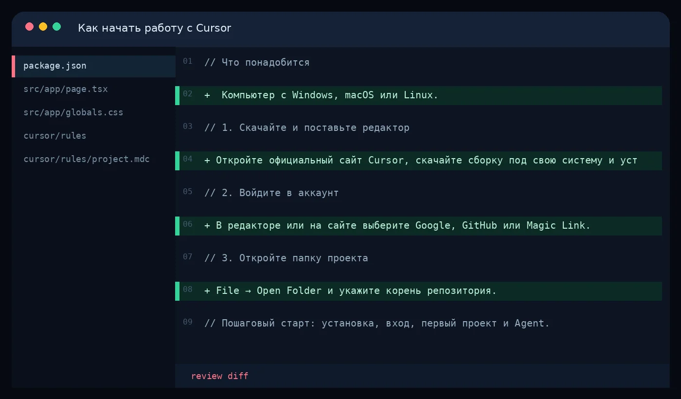 Как начать работу с Cursor