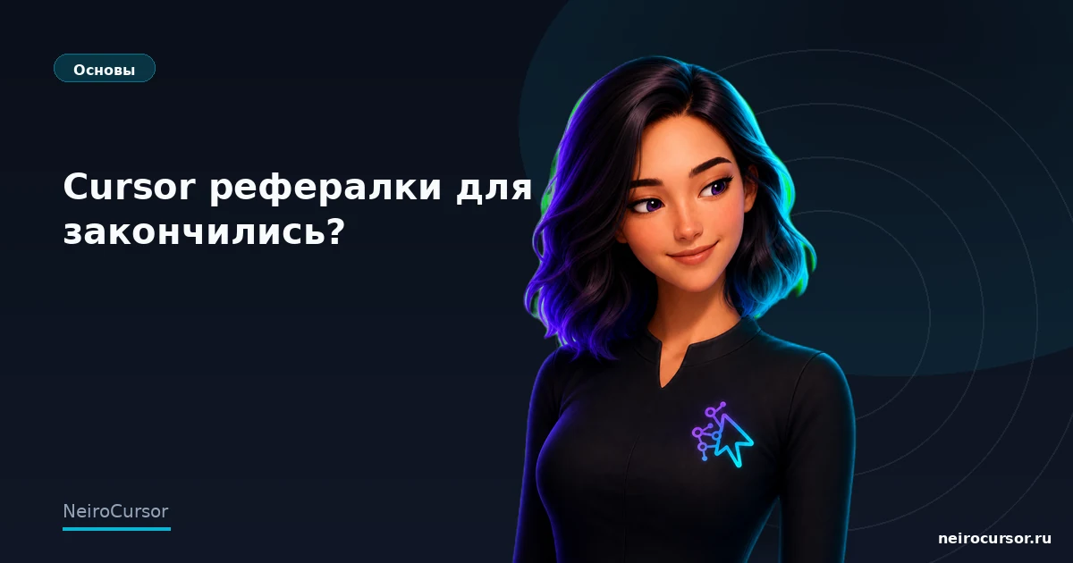 Обложка статьи «Cursor рефералки для друзей закончились?» — гайд по Cursor, категория «Основы», NeiroCursor Обложка статьи «Cursor рефералки для друзей закончились?» — гайд по Cursor, категория «Основы», NeiroCursor