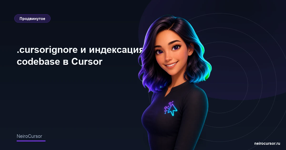 Обложка статьи «.cursorignore и индексация codebase в Cursor» — гайд по Cursor, категория «Продвинутое», NeiroCursor Обложка статьи «.cursorignore и индексация codebase в Cursor» — гайд по Cursor, категория «Продвинутое», NeiroCursor
