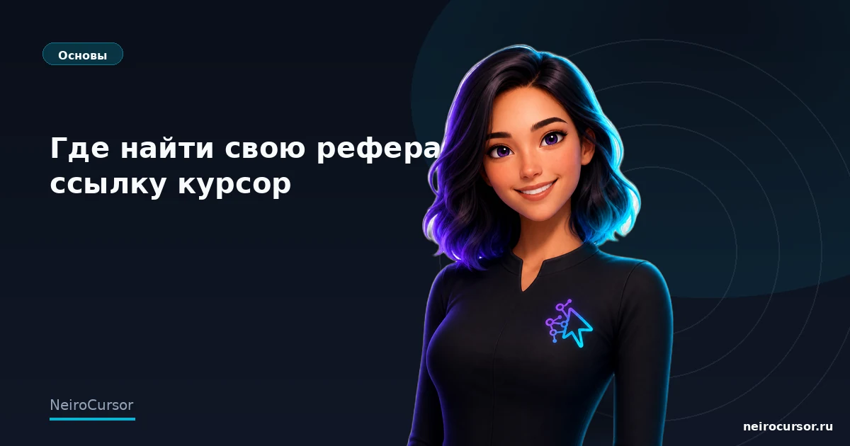 Обложка статьи «Где найти свою реферальную ссылку курсор: гайд для Cursor» — гайд по Cursor, категория «Основы», NeiroCursor Обложка статьи «Где найти свою реферальную ссылку курсор: гайд для Cursor» — гайд по Cursor, категория «Основы», NeiroCursor