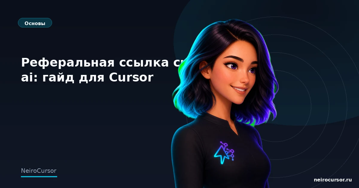 Обложка статьи «Реферальная ссылка curosr ai: гайд для Cursor» — гайд по Cursor, категория «Основы», NeiroCursor Обложка статьи «Реферальная ссылка curosr ai: гайд для Cursor» — гайд по Cursor, категория «Основы», NeiroCursor