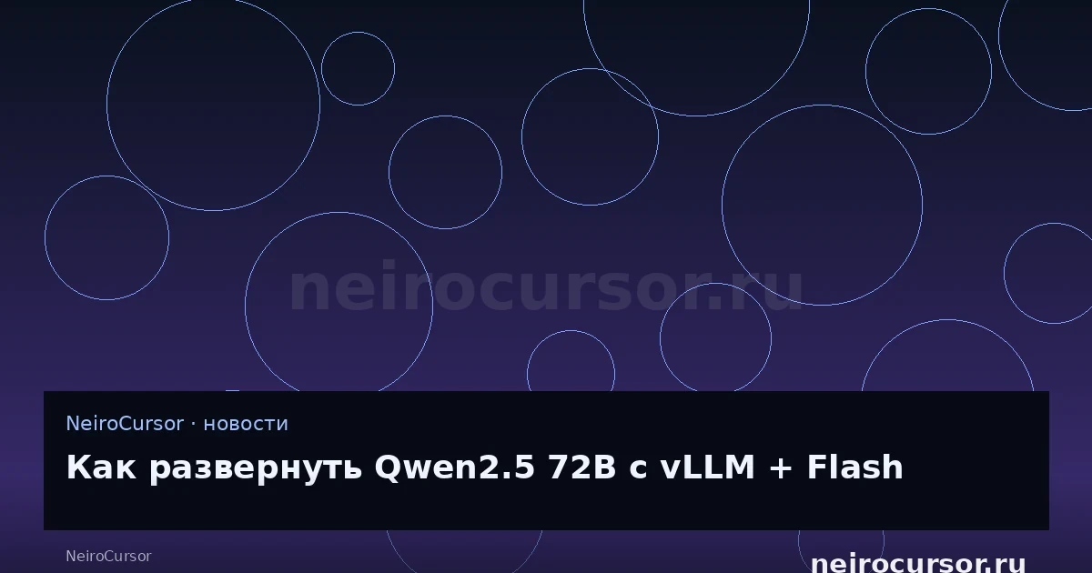 Иллюстрация к новости «Как развернуть Qwen2.5 72B с vLLM + Flash» — llm, ии, NeiroCursor Иллюстрация к новости «Как развернуть Qwen2.5 72B с vLLM + Flash» — llm, ии, NeiroCursor
